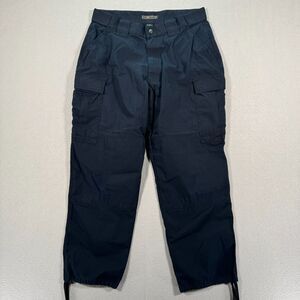 5.11 Tactical Pants Mens Large 33 Short Navy Blue Ripstop Cuff Drawstring‎ Cargo